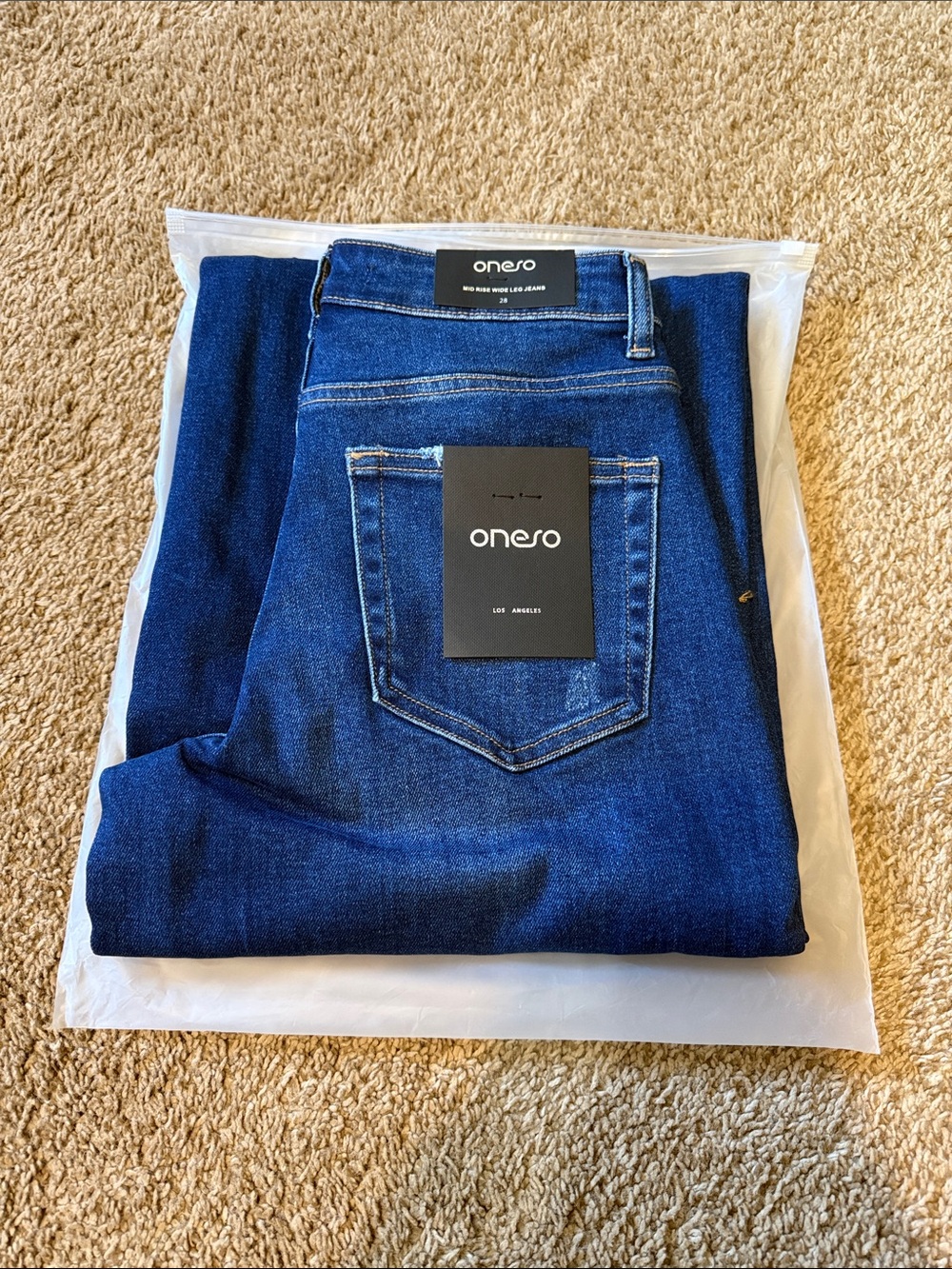 Oneso Women's Dark Blue Wide Leg Jeans